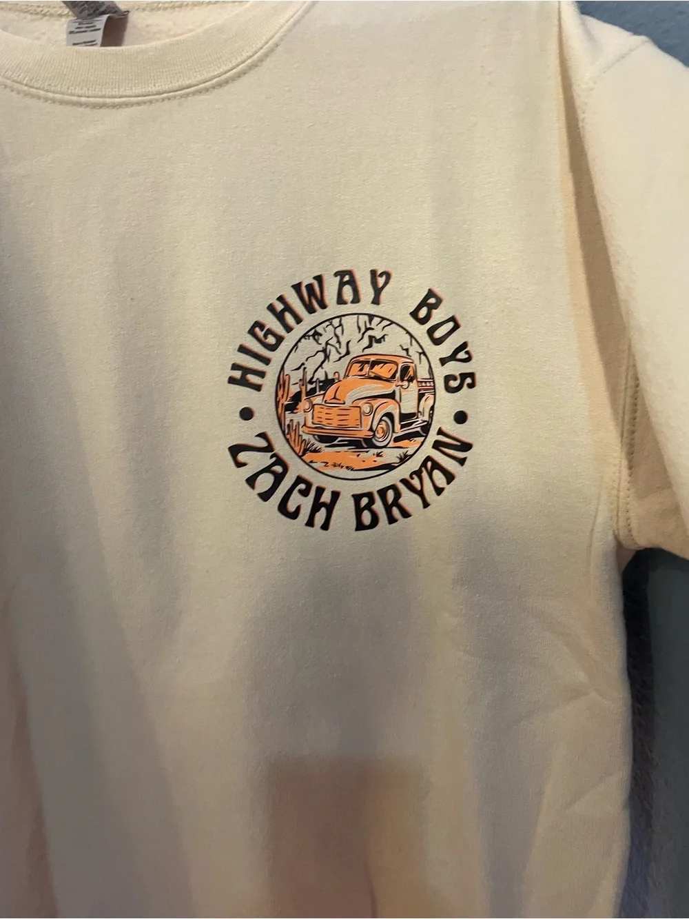 Zach Bryan Cream Crewneck Sweater